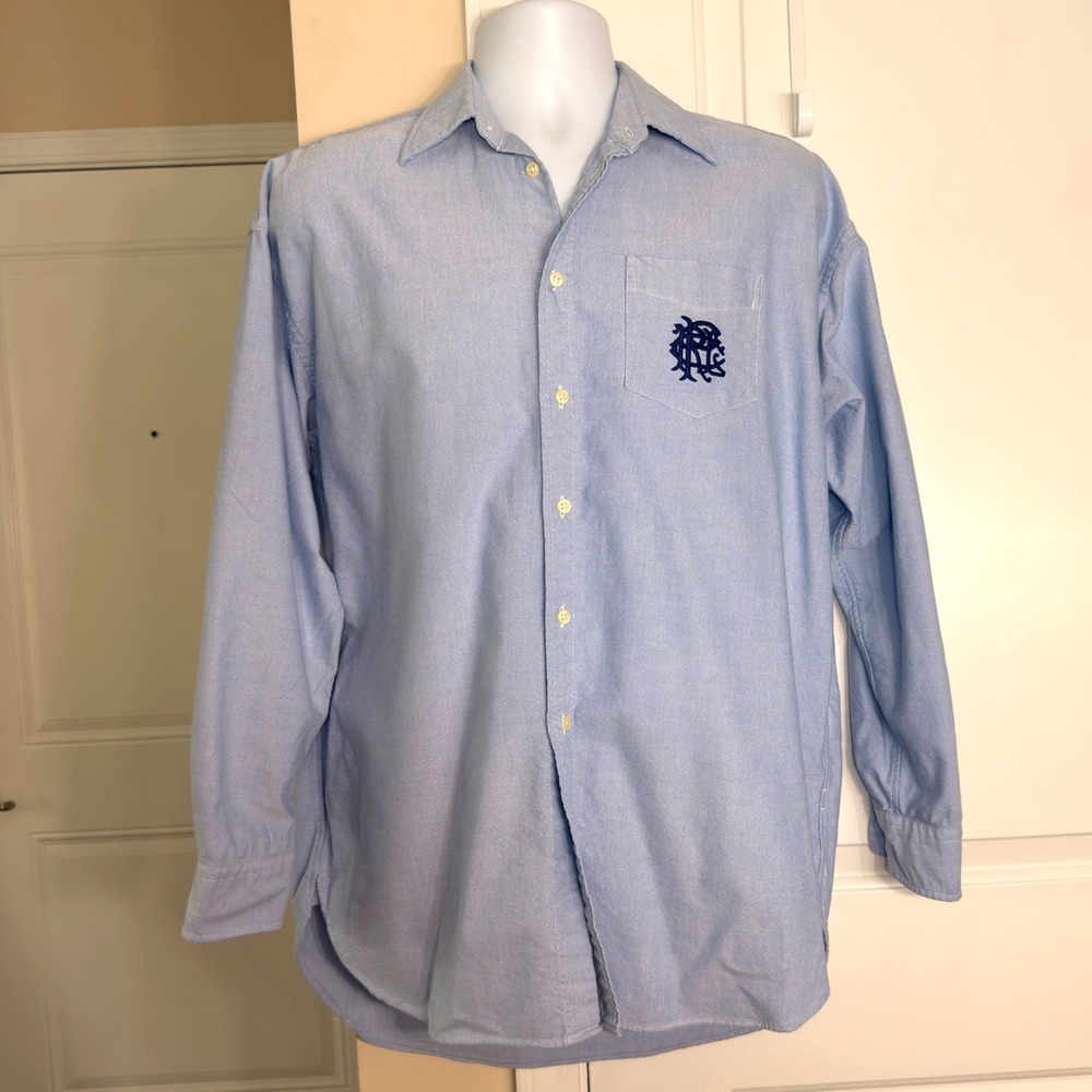 Polo Ralph Lauren Oxford Shirt Blue Monogram Crest Button Down Mens Large
